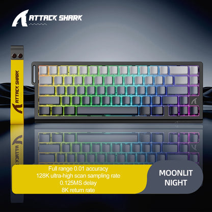 X68HE ATTACK SHARK Tastiera da gioco magnetica meccanica cablata per Pro Gaming Trigg rapido 0,01 mm 8000 Hz SOCD/Rs 0,125 ms 128 K Velocità