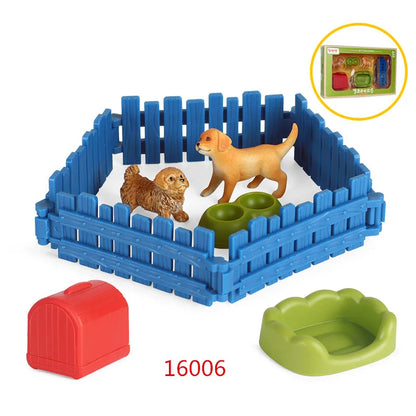 Oenux Farm House Modello Action Figures Agricoltore Moto Mucca Gallina Maiale Animali Set Figurine in miniatura PVC Simpatico giocattolo educativo per bambini