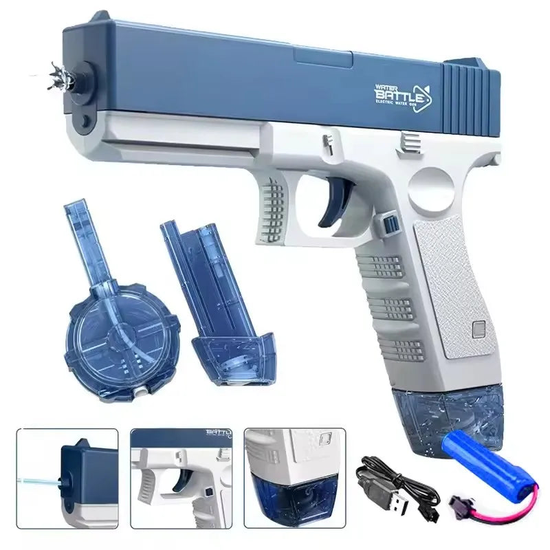 Pistole ad acqua elettriche per adulti Potente spruzza d'acqua automatica Aspirazione d'acqua Blasters Estate Giocattolo da spiaggia all'aperto per ragazzi Regalo per bambini