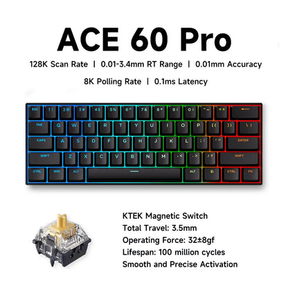 Mchose Ace 68 Tastiera Meccanica Con Interruttore Hall Magnetico Trigger Rapido Programmabile RGB 8K Hz