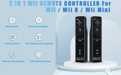 Set controller 2 in 1 per Nintendo Wii Joystick Motion Plus opzionale Gamepad remoto wireless con custodia in silicone Videogioco
