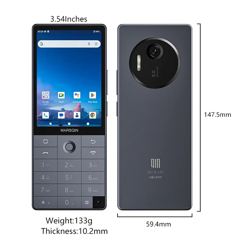 Qin F25 MTK8786 Non sbloccare Google Play Android 14 Schede SIM doppie 6 GB + 128 GB 2700 mAh WIFI Bluetooth Touch Schermo da 3,54 pollici