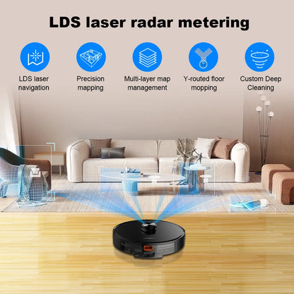 (codice promozionale:AEAE10) Liectroux Robot aspirapolvere, navigazione Laser, aspirazione 6500pa, mappa Multi-pavimento, straccio bagnato a forma di Y, zona No-Go APP personalizzata,