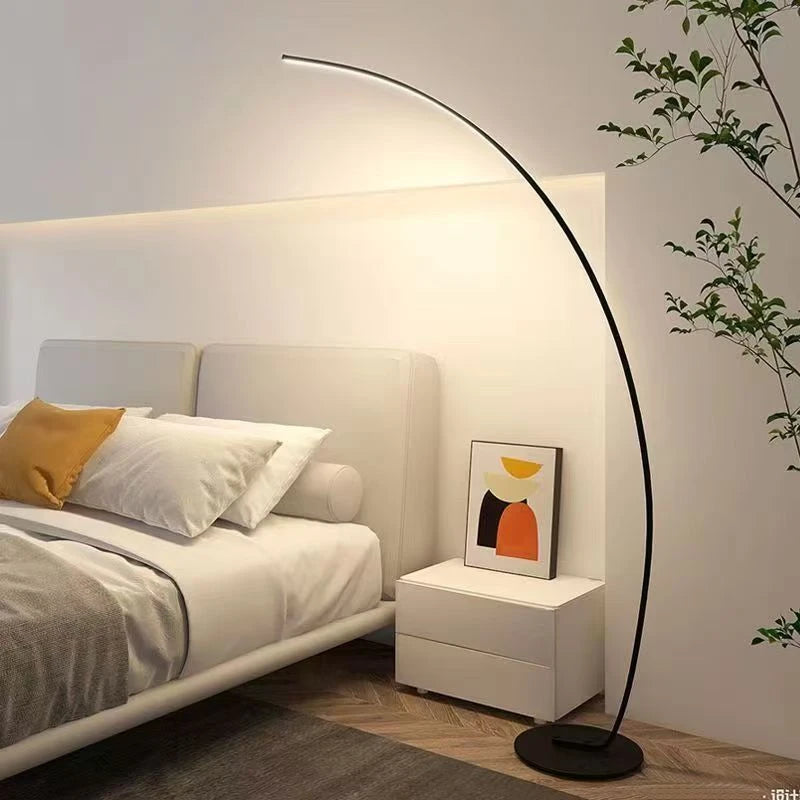 Lampada Da Terra Moderna A Arco Nordico Con LED Dimmabile E Telecomando Per Soggiorno E Camera Da Letto