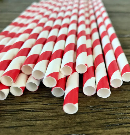 Cannucce Di Carta A Strisce Rosse Confezione Da 50 Usa E Getta Per Decorazioni Festive