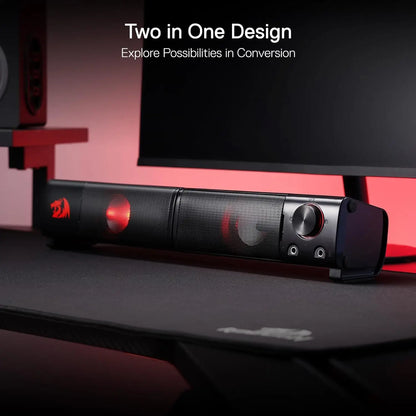 Redragon GS550 Barra Audio Per PC 2.0 Con Bassi Di Qualità E Retroilluminazione Rossa
