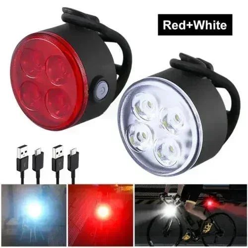 Set Luci Da Bicicletta Ricaricabili Frontale E Posteriore Impermeabili USB MTB Con Alta Luminosità