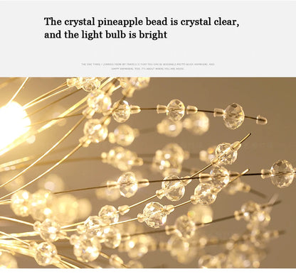 Ciondolo Led In Cristallo Dente Di Leone Illuminazione Moderna Per Soggiorno E Bar Finitura Cromata Lucida