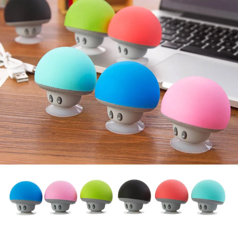 Mini Altoparlante Bluetooth Rosa Portatile Con Design Funghetto E Supporto Ventosa Per Telefono E PC