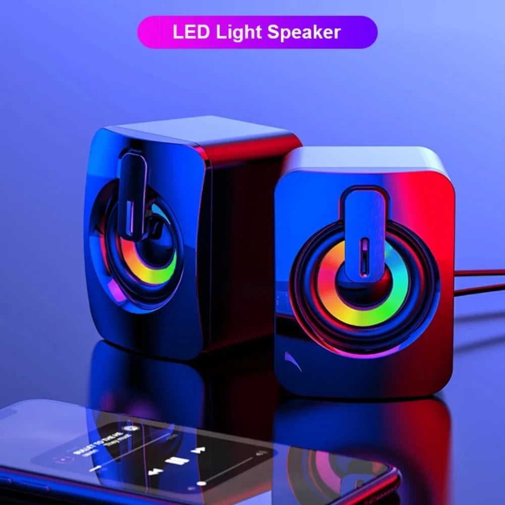 Altoparlanti per Computer, Sound Box PC HIFI Stereo con Microfono e Luce LED per Desktop, Altoparlanti RGB per Gaming con Audio Surround