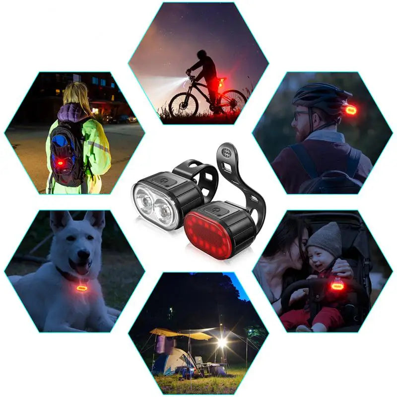Set Luci Da Bicicletta Ricaricabili Frontale E Posteriore Impermeabili USB MTB Con Alta Luminosità