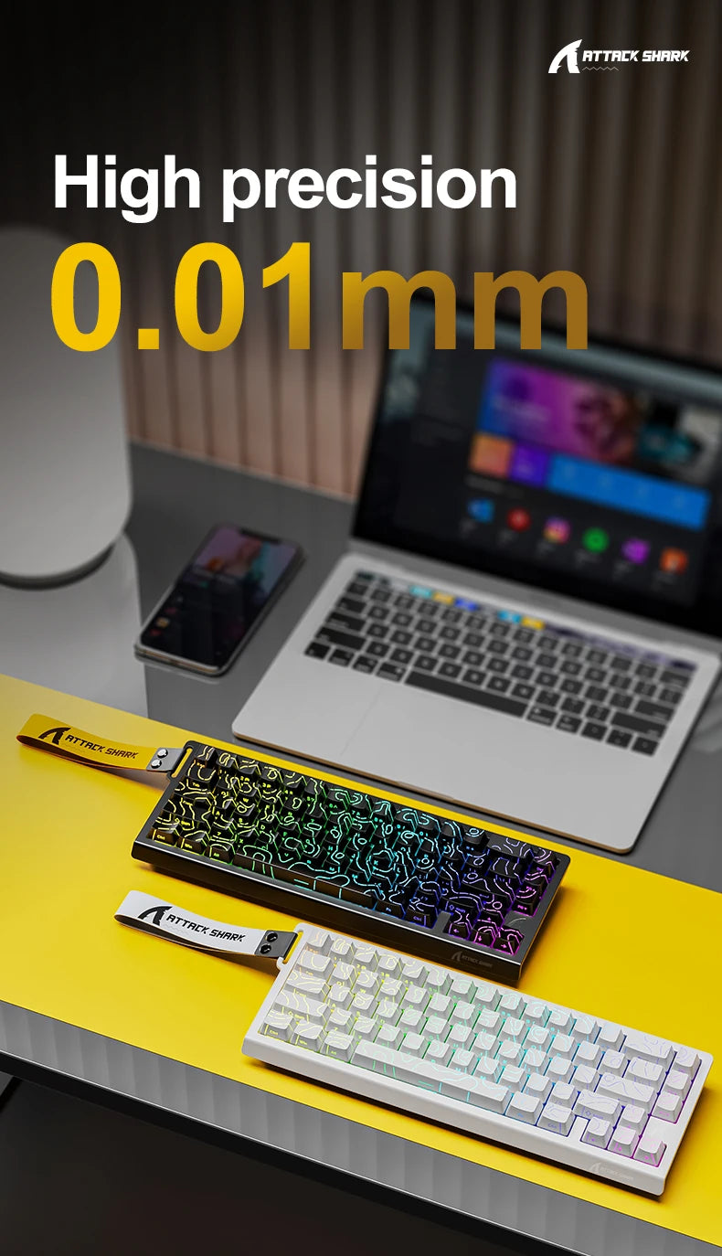 X68HE ATTACK SHARK Tastiera da gioco magnetica meccanica cablata per Pro Gaming Trigg rapido 0,01 mm 8000 Hz SOCD/Rs 0,125 ms 128 K Velocità