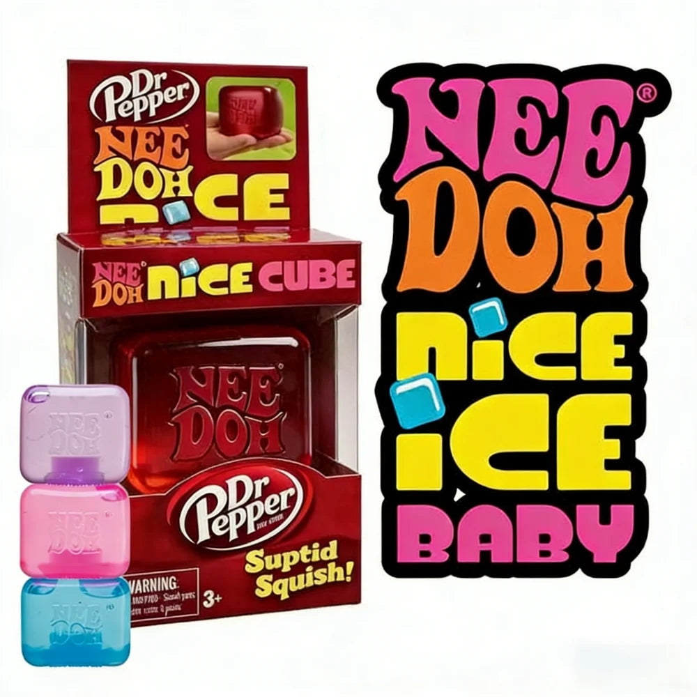 Dr Pepper x NeeDoh Nice Cube Squishy Toy Antistress, Cubo Morbido Antistress per Bambini e Adulti, Giocattolo Sensoriale per Alleviare l'Ansia