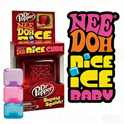 Dr Pepper x NeeDoh Nice Cube Squishy Toy Antistress, Cubo Morbido Antistress per Bambini e Adulti, Giocattolo Sensoriale per Alleviare l'Ansia