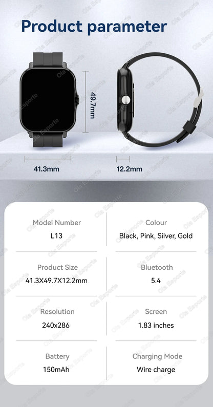Smartwatch Da 1,83 Pollici Con Touchscreen Completo Per Fitness E Chiamate Bluetooth