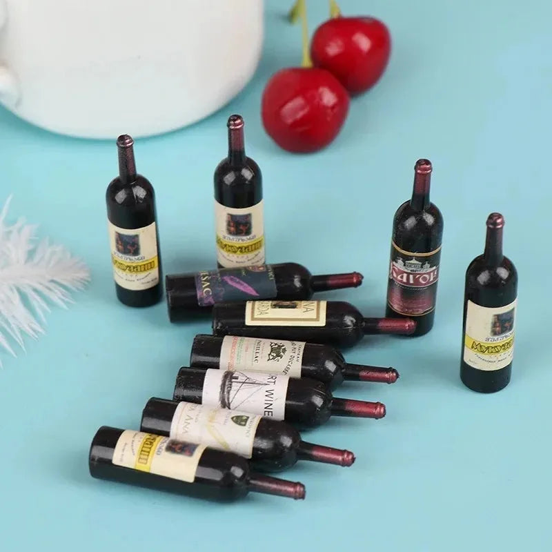 Set 10 Bottiglie di Vino in Miniatura per Casa delle Bambole in Scala 1 12 Accessori Arredo