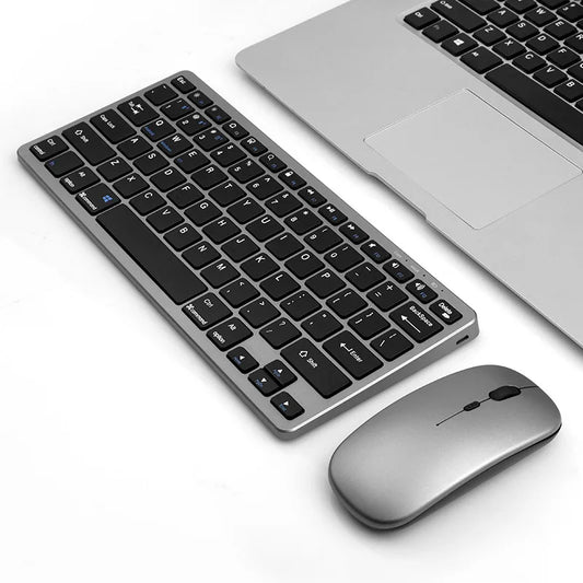 Set tastiera e mouse wireless 2.4G, combo tastiera e mouse Bluetooth 5.0, 2 modalità, mini tastiera e mouse per accessori PC portatili