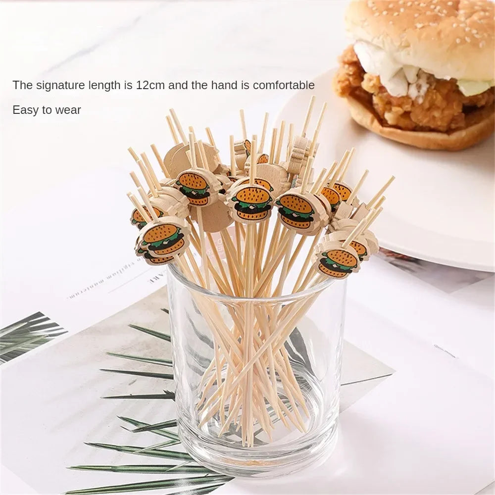 Forchette Di Frutta In Bamboo Usa E Getta 100 Pz Ecologiche Per Buffet Cerimonie Feste