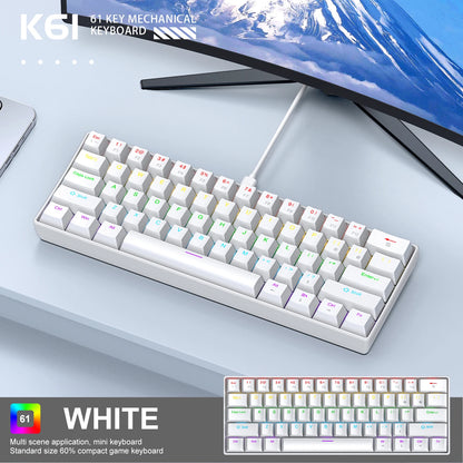 Tastiera Meccanica Portatile A 61 Tasti Cablata Con RGB Phantom Risposta Gaming Design Ergonomico Per Ufficio E Giochi