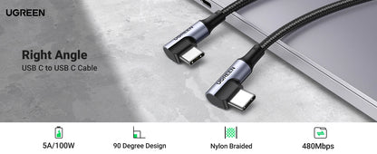 Cavo USB C Angolo Retto 90 Gradi PD 100W Per Ricarica Veloce Compatibile Con Iphone MacBook Samsung Ipad