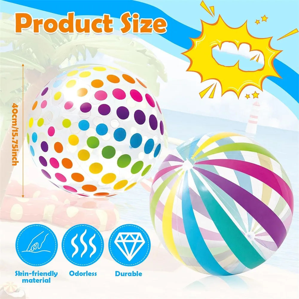 Pallone Da Spiaggia Gonfiabile 40 Cm Colorato Per Giochi In Piscina E Feste Estive