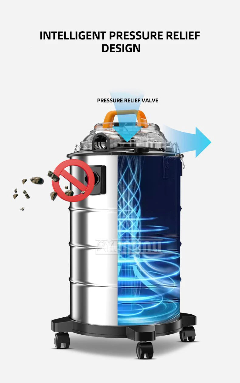 Aspirapolvere industriale 30L Aspiradora commerciale di grande capacità 1800W Spazzatrice aspirapolvere umido e secco ad alta potenza