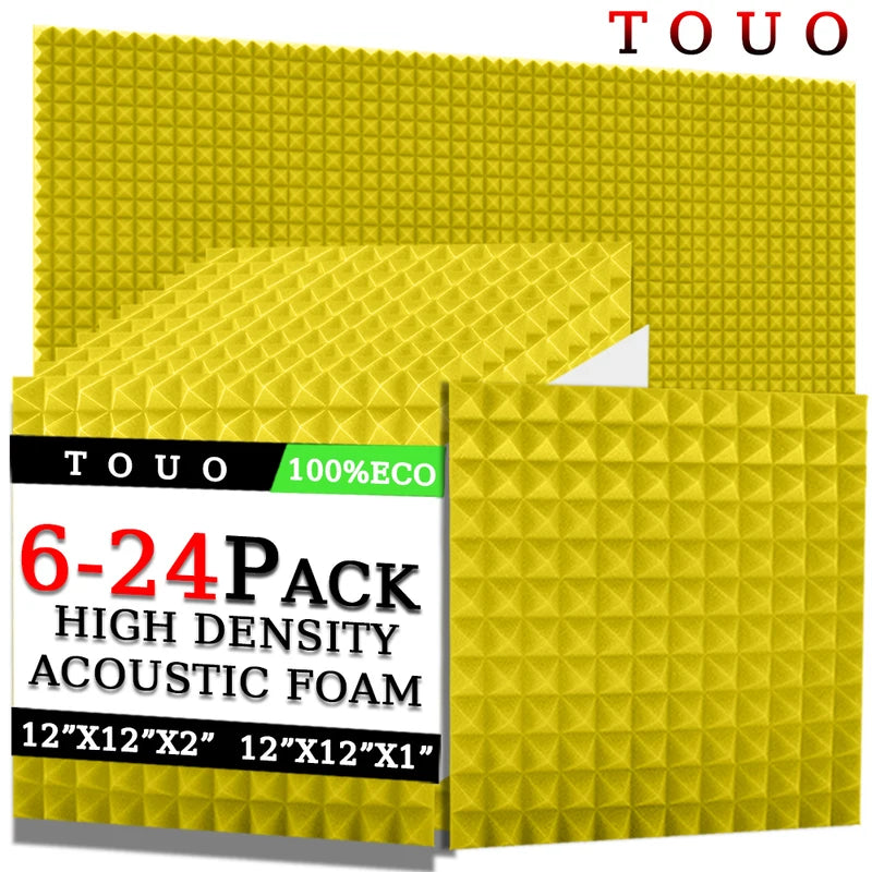 TOUO Schiuma Acustica 6/12/24 Pcs Isolamento Acustico Piramide Pannello Fonoassorbente Home Studio Trattamento Acustico Per La Camera Da Letto