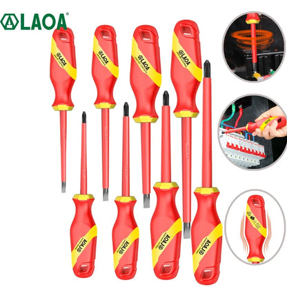 Cacciavite Isolato VDE LaOA Magnetico Impugnatura Ergonomica Testa Piatta e Incrociata 2,5x75-6,5x150