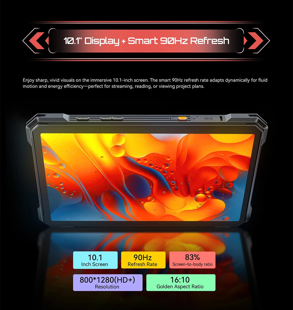 Tablet Android Cubot Tab Kingkong S 10,1 pollici, Batteria 15300 mAh, 6 Gb Ram, 256 Gb Storage, Fotocamera 48 Mp