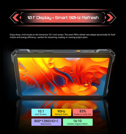 Tablet Android Cubot Tab Kingkong S 10,1 pollici, Batteria 15300 mAh, 6 Gb Ram, 256 Gb Storage, Fotocamera 48 Mp