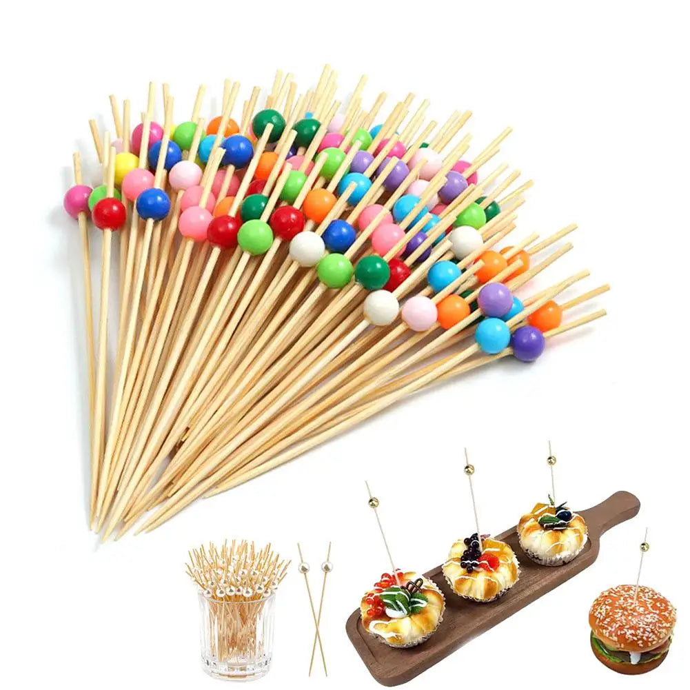 100 Spiedini di Bambu per Buffet Sposi e Finger Food Bastoncini Usa e Getta per Decorazioni Catering