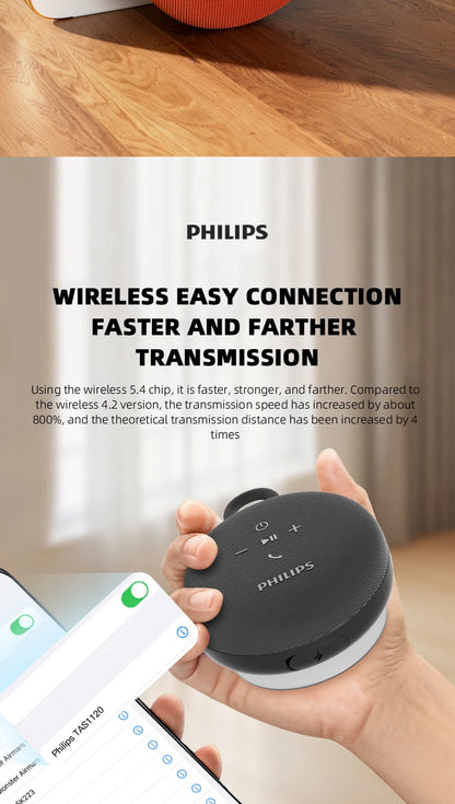Philips TAS1120 Altoparlante Bluetooth da 800 mAh, cassa audio impermeabile per interni ed esterni con ventosa e cordino, altoparlante portatile per esterni