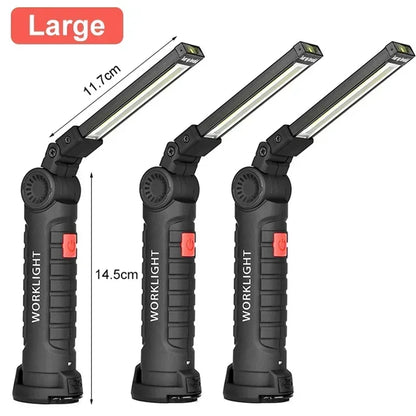 Lampada Da Lavoro Portatile Led Cob Ricaricabile Usb Con Gancio Magnetico E Power Bank