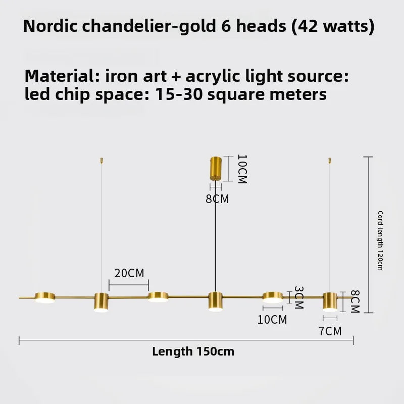 Lampada A Sospensione Postmoderna Tre Teste Per Ristorante In Ferro Nero E Oro Illuminazione Minimal Nordica Di Lusso