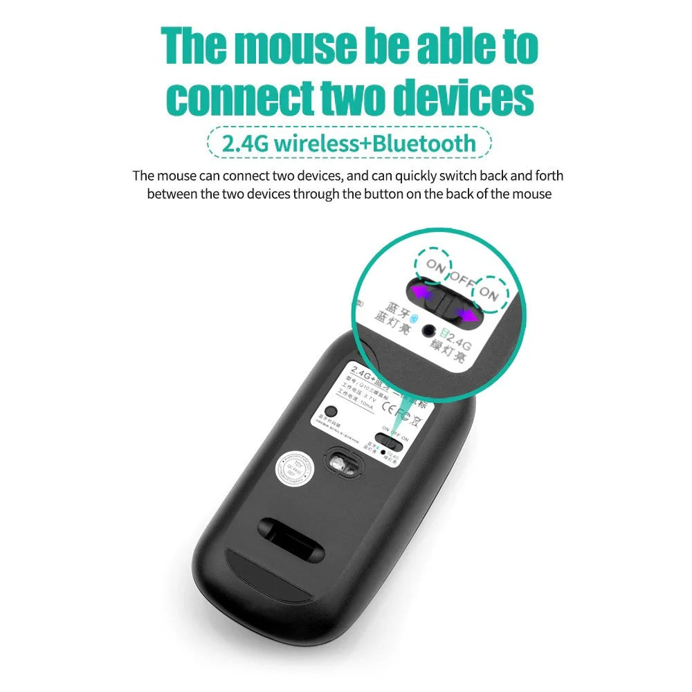 Set tastiera e mouse wireless 2.4G, combo tastiera e mouse Bluetooth 5.0, 2 modalità, mini tastiera e mouse per accessori PC portatili