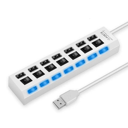 Espansore Usb Hub 2.0 Ad Alta Velocità Con 4 Porte E Interruttore Led Per Pc Portatile