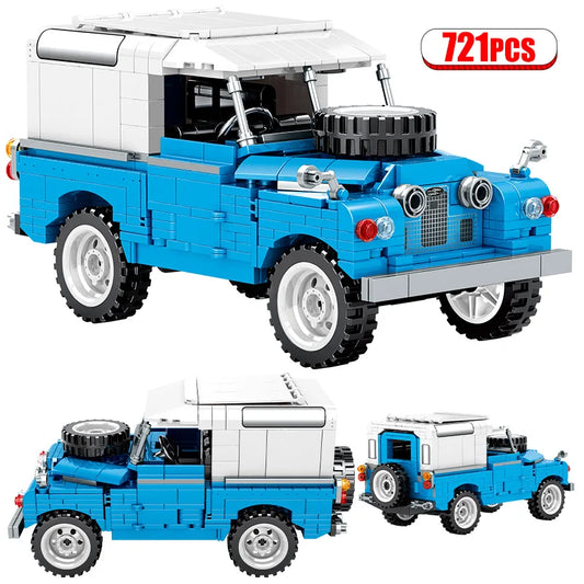 721 pezzi città retrò meccanica fuoristrada veicolo da costruzione Roadster auto da corsa  mattoni giocattoli per ragazzi regali per bambini