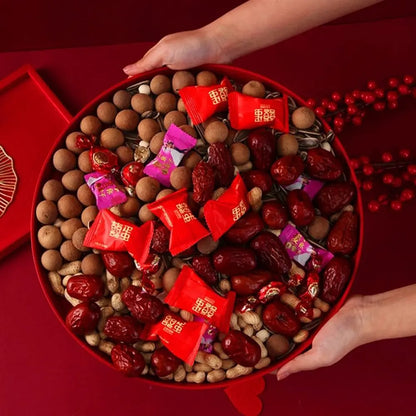 Vassoio Rosso in Plastica per Snack e Frutta, Piatto Decorativo per Banchetti e Festeggiamenti