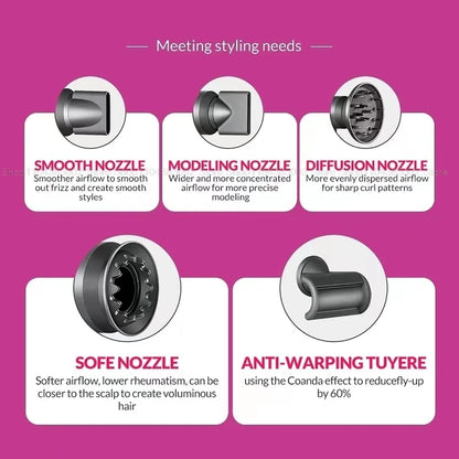 Accessorio Professionale Senza Lame per Asciugacapelli Dyson, Ioni Negativi, Asciugatura Rapida, Potente, per Casa, con Funzione Anti-Crespo, Elettrico