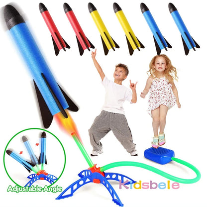 Giocattolo Lanciarazzi ad Aria Compressa con Pompa a Pedale, Set per Giochi all'Aperto per Bambini, Divertimento Sicuro a Propulsione d'Aria, Facile Utilizzo, Regalo Educativo STEM, Gioco a Pedale