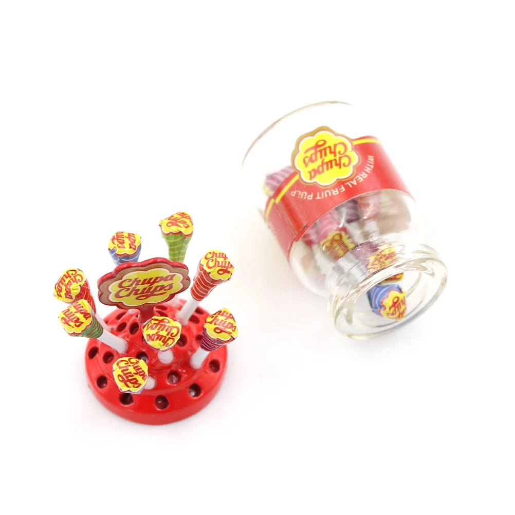 Lecca Lecca Miniatura Con Custodia Per Casa Delle Bambole Dolce Plastica Accessori Cucina