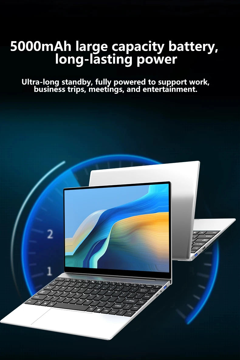 NAIWO 2026 Laptop Ultra Sottile 14.1" Windows 11, 16GB 2TB SSD, Notebook da Gaming Intel 4405U, Display 1920*1080, Computer per Ufficio e Studio