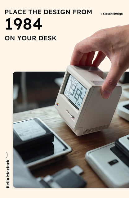 Sveglia retrò Maclock Macintosh Un classico ornamento da tavolo con un design dell'orologio digitale