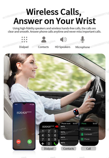 Nuovo Smartwatch con Chiamata BT, Monitoraggio Salute e Sonno, Schermo HD da 1.80'', Orologio Intelligente per Bambini, Impermeabile, Braccialetto Sportivo alla Moda per Donne e Uomini
