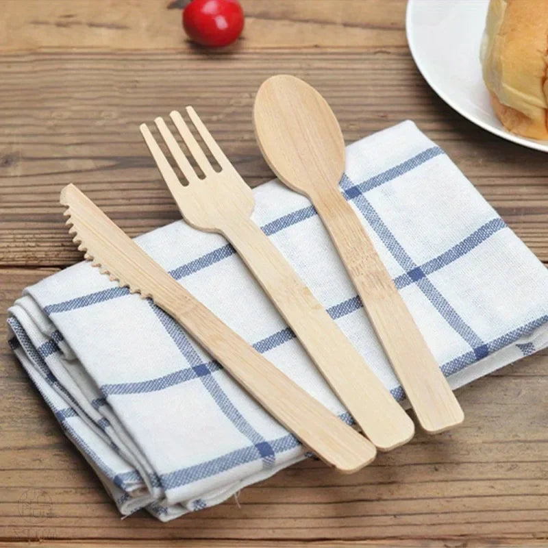 Set Posate Monouso In Legno 50 Pezzi Cucchiaio E Forchetta Per Matrimoni Compleanni Feste
