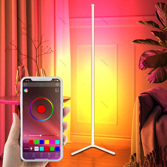 Lampada Da Terra Tuya Rgb 180 cm Bianca, Smart Con App E Telecomando, Illuminazione Led Moderna E Atmosferica