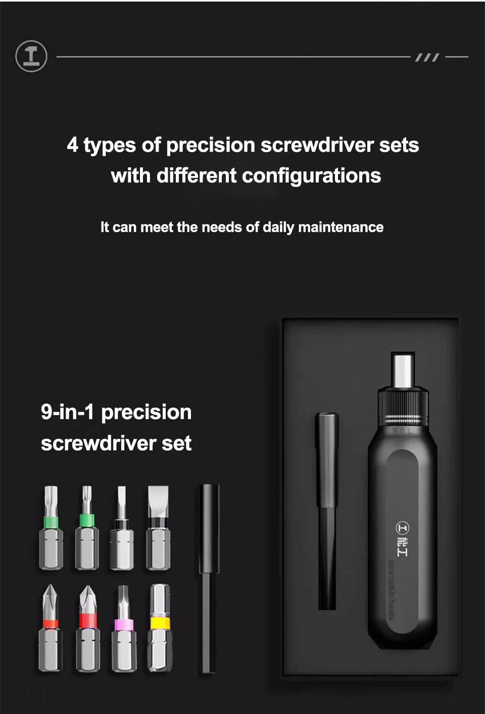 GREENERY Kit di cacciaviti 30 40 44 Set di cacciaviti magnetici smontabili di precisione Mini custodia per attrezzi per la riparazione del telefono Smart Home