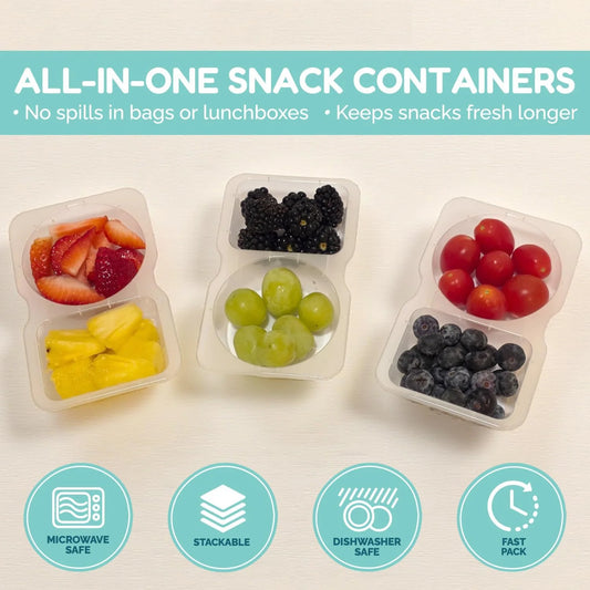 Contenitori Per Snack A Due Scomparti Riutilizzabili Con Coperchi E Forchette A Prova Di Perdite Per Bambini E Adulti