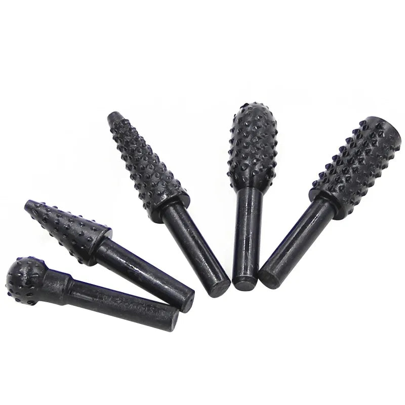 Set Da 5 Raspe Rotative Per Intaglio Del Legno Frese Per Trapano In Acciaio Ad Alto Tenore Falegnameria Utensili Diy