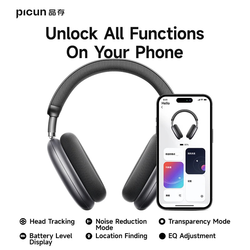 Picun F8 Pro Cuffie Bluetooth Wireless Cancellazione Attiva del Rumore Audio Spaziale 3D e Latenza Bassa